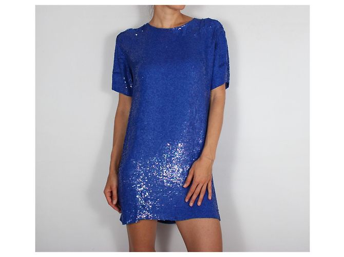 Vestido azul de viscosa Parosh - vista 2