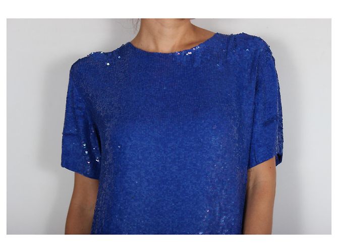 Vestido azul de viscosa Parosh - vista 4