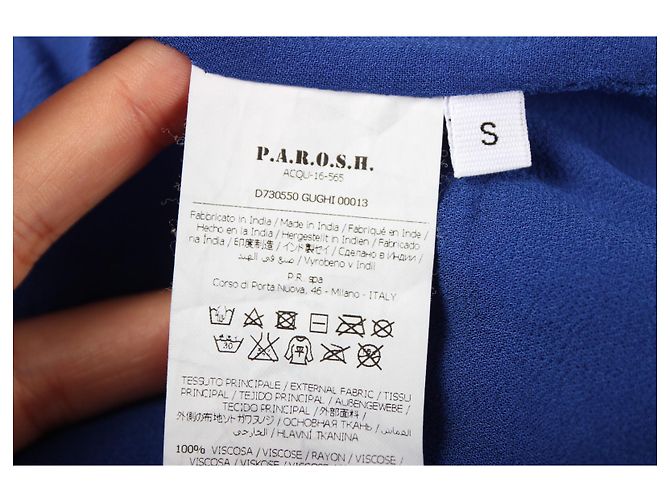 Vestido azul de viscosa Parosh - vista 7