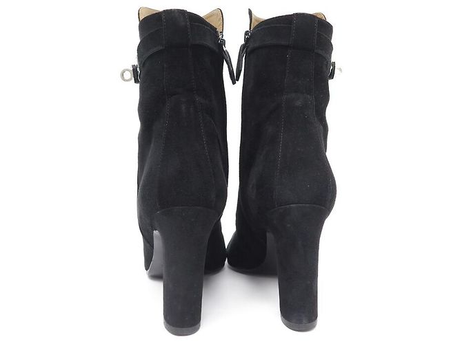 Hermès ZAPATOS BOTAS HERMES PLAYER 40.5 BOTAS KELLY HEBILLA TERCIOPELO CABRA Negro - vista 3