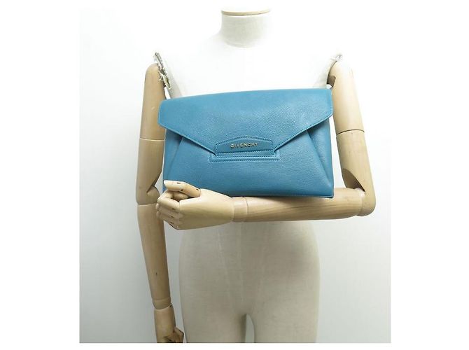 NUOVA BORSA A MANO GIVENCHY POUCH ANTIGONA IN PELLE GRANATA BLU BORSA A MANO - vista 5