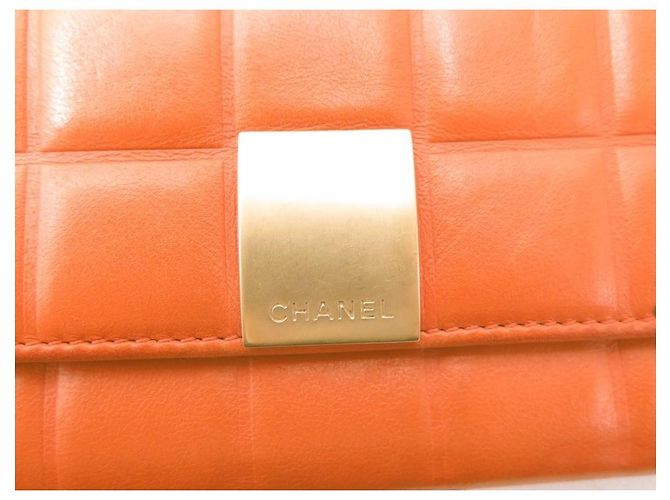 CHANEL CHOCOLATE BAR BRIEFTASCHE AUS ORANGE GESTEPPTEM LEDER-MÜNZBRIEFTASCHE - Ansicht 6