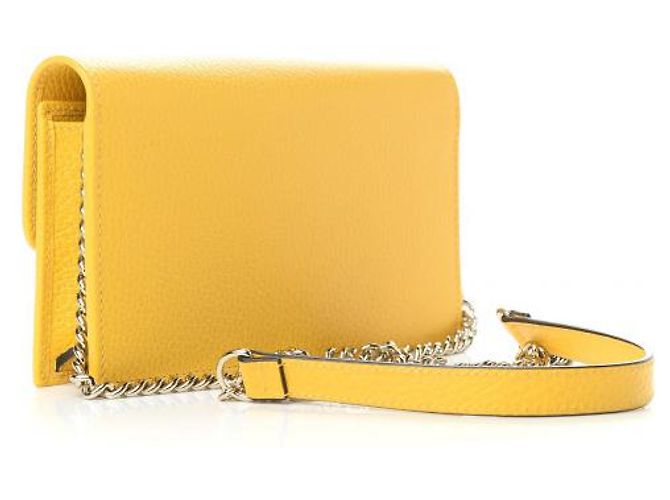 Borsa a tracolla Gucci nera in pelle dollar calf Giallo - vista 10