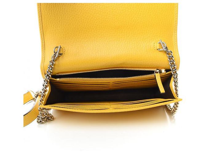 Borsa a tracolla Gucci nera in pelle dollar calf Giallo - vista 12
