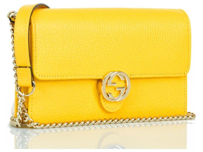 Borsa a tracolla Gucci nera in pelle dollar calf Giallo - vista 3