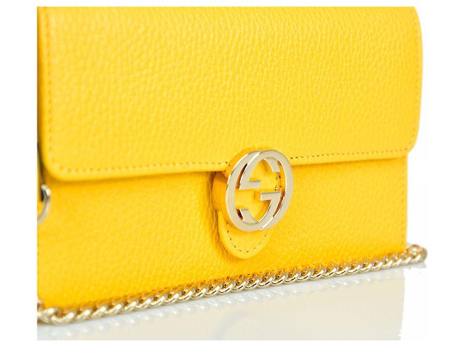 Borsa a tracolla Gucci nera in pelle dollar calf Giallo - vista 4