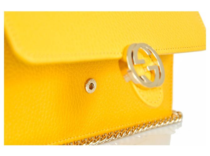 Borsa a tracolla Gucci nera in pelle dollar calf Giallo - vista 5