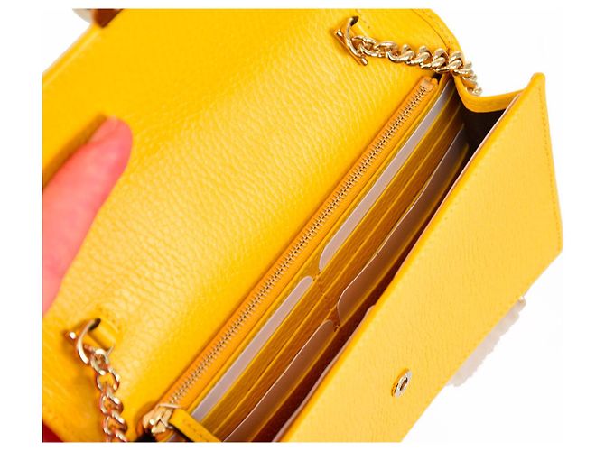 Borsa a tracolla Gucci nera in pelle dollar calf Giallo - vista 7