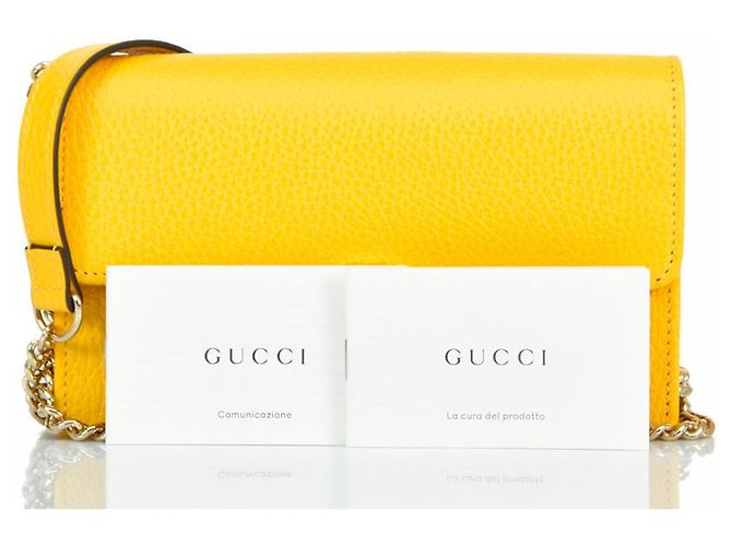 Borsa a tracolla Gucci nera in pelle dollar calf Giallo - vista 8