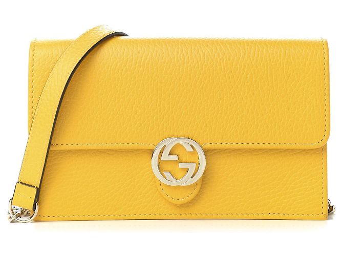 Borsa a tracolla Gucci nera in pelle dollar calf Giallo - vista 9