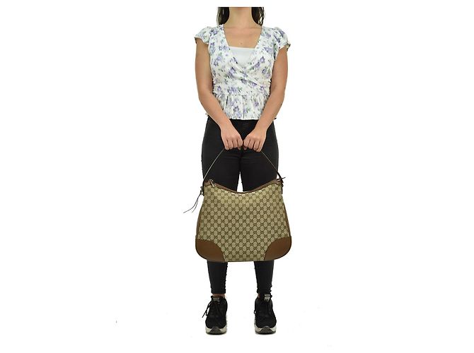 Gucci Borsa a Mano Beige Pelle e Tessuto Original GG Mod. 449244 KY9LG - vista 10