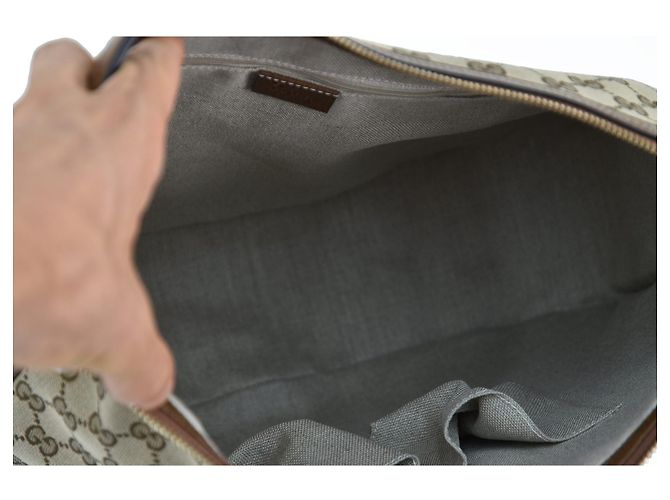 Gucci Borsa a Mano Beige Pelle e Tessuto Original GG Mod. 449244 KY9LG - vista 7