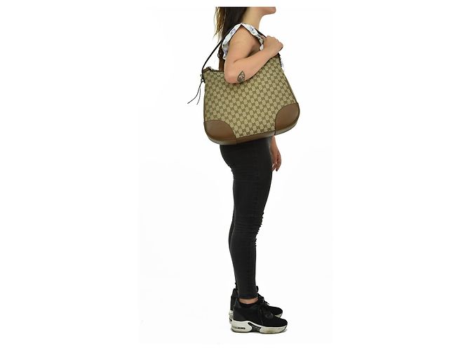 Gucci Borsa a Mano Beige Pelle e Tessuto Original GG Mod. 449244 KY9LG - vista 9