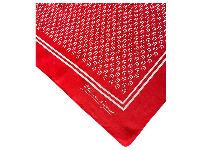 Piazza Etienne Aigner 70s monogramma in cotone rosso e bianco - vista 3