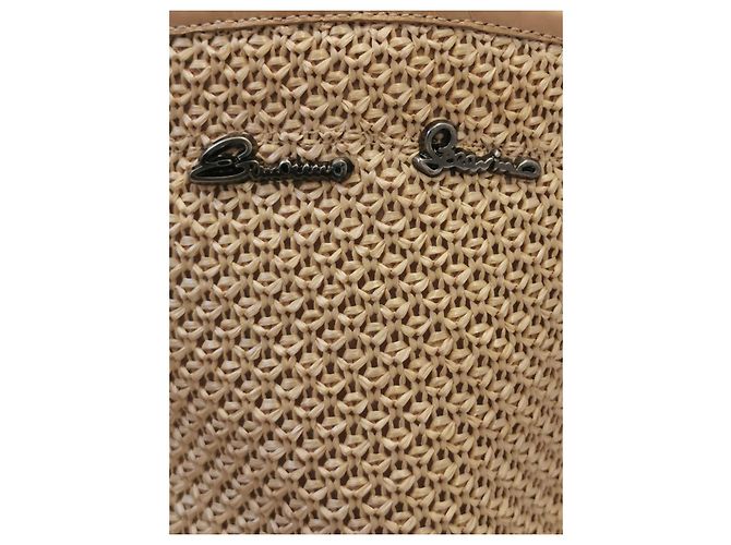 Bottes Ermanno Scervino en raphia et cuir beige - vue 3