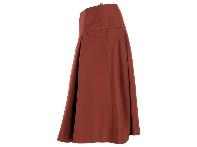 Gonna midi a pieghe Hugo Boss Box in poliestere marrone ocra - vista 3