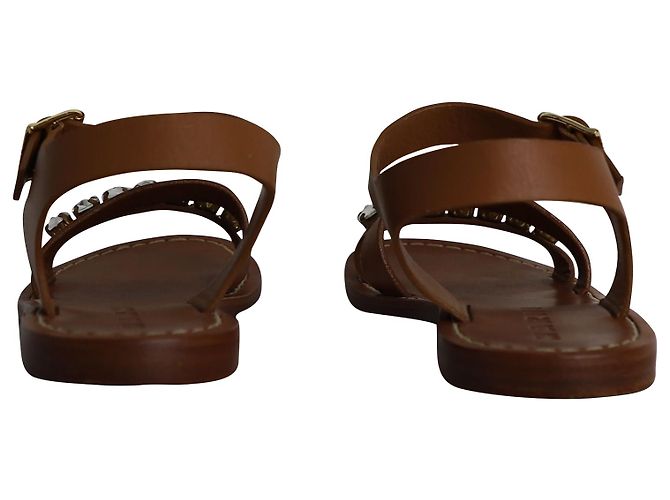 Sandalo Flat Bejeweled Marni in Pelle Marrone - vista 4