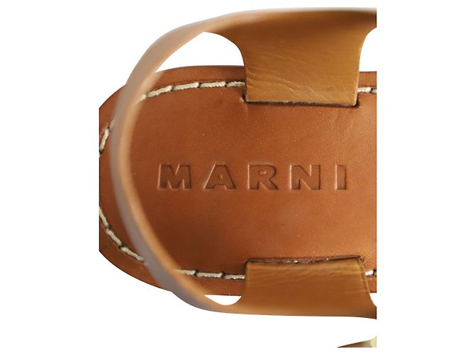 Sandalo Flat Bejeweled Marni in Pelle Marrone - vista 8