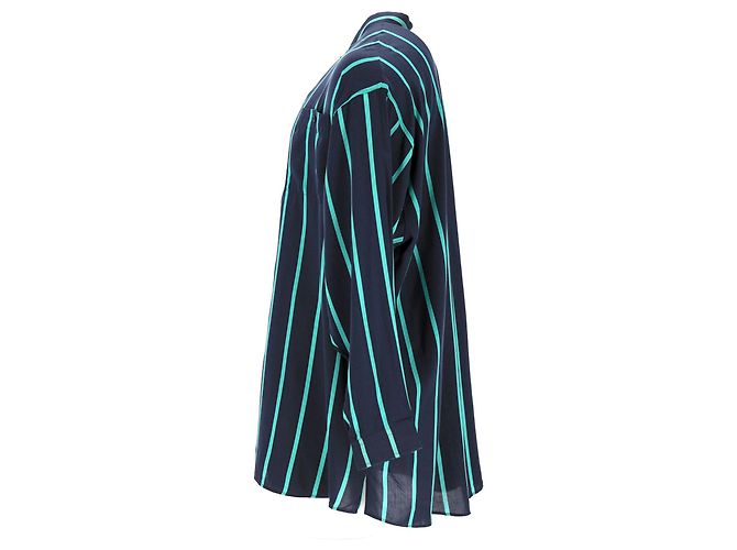 Camicia a Righe Balenciaga in Poliestere Blu Navy - vista 2