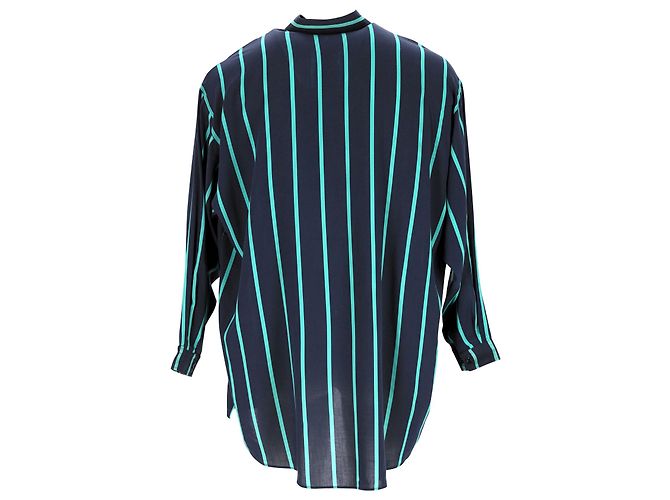 Camicia a Righe Balenciaga in Poliestere Blu Navy - vista 3