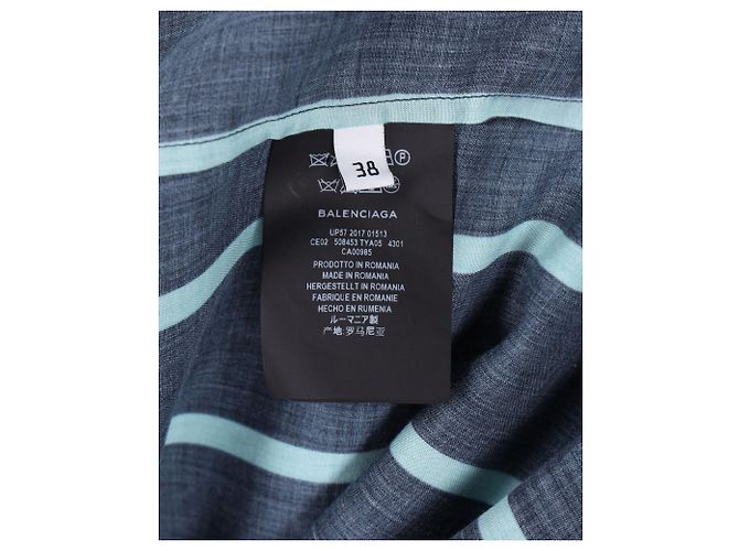 Camicia a Righe Balenciaga in Poliestere Blu Navy - vista 4