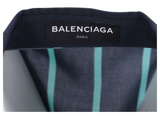 Camicia a Righe Balenciaga in Poliestere Blu Navy - vista 5