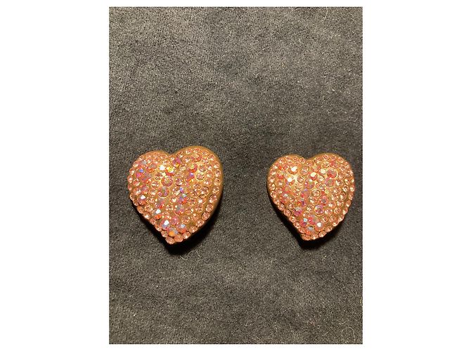 Orecchini a cuore in strass rosa Yves Saint Laurent - vista 2