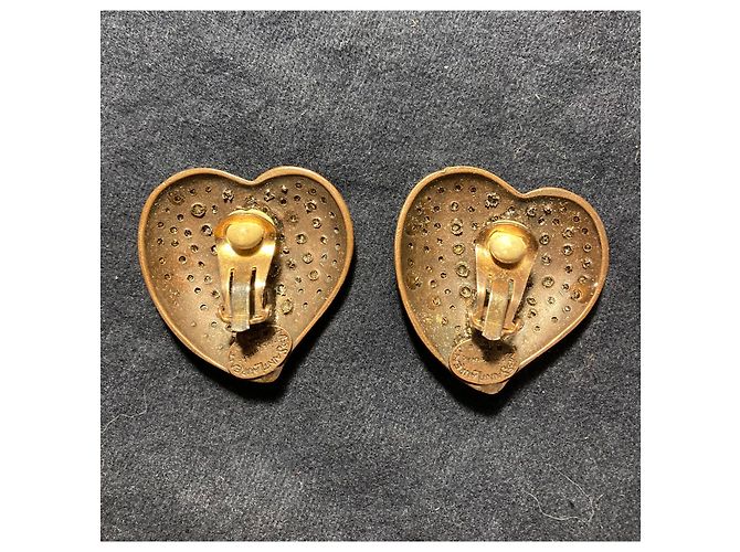 Orecchini a cuore in strass rosa Yves Saint Laurent - vista 3