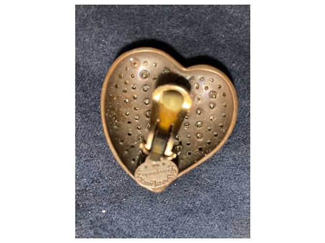 Orecchini a cuore in strass rosa Yves Saint Laurent - vista 4