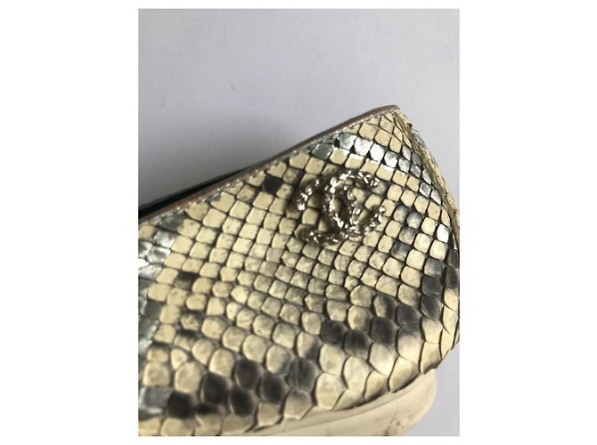 Mocassini Chanel CC in pelle di serpente e pelle Multicolore - vista 16