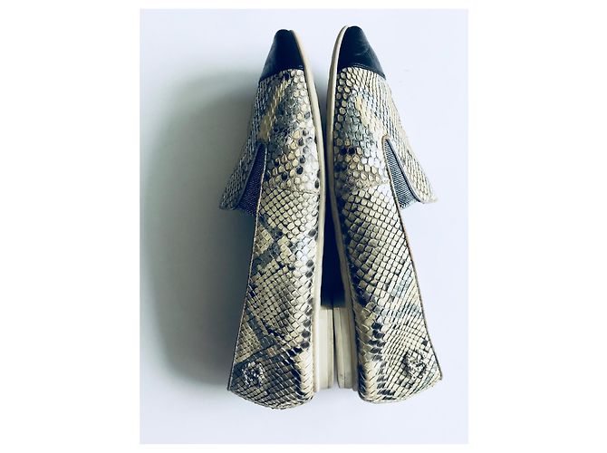Mocassini Chanel CC in pelle di serpente e pelle Multicolore - vista 8