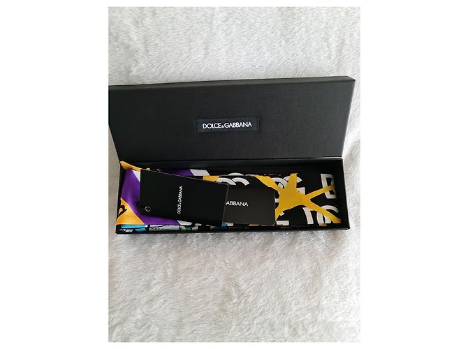 DOLCE & GABBANA Fular de sarga de seda con estampado de salpicaduras de pintura y logo Multicolor - vista 11
