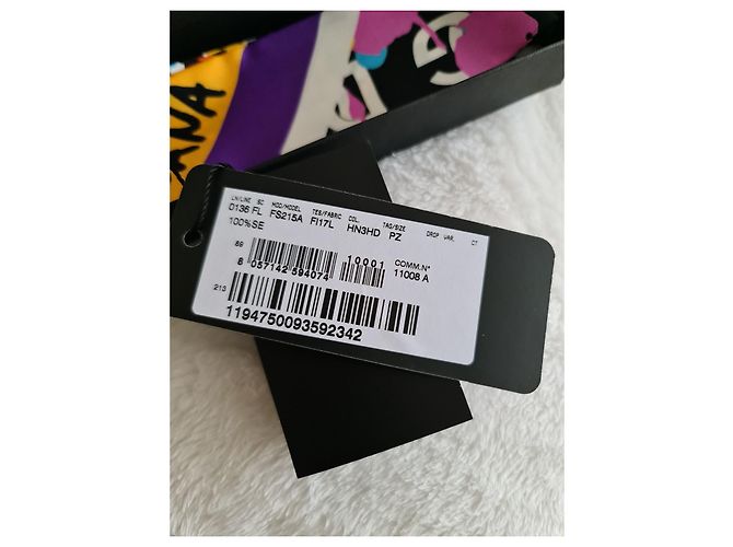 DOLCE & GABBANA Fular de sarga de seda con estampado de salpicaduras de pintura y logo Multicolor - vista 3