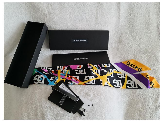 DOLCE & GABBANA Fular de sarga de seda con estampado de salpicaduras de pintura y logo Multicolor - vista 5