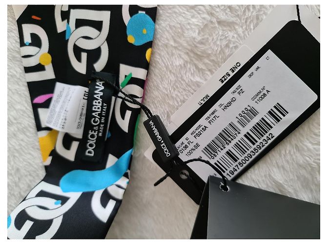 DOLCE & GABBANA Fular de sarga de seda con estampado de salpicaduras de pintura y logo Multicolor - vista 6