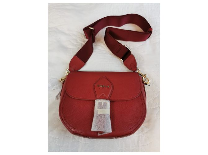 Borsa a tracolla Furla in pelle di vitello rosso bordeaux - vista 16