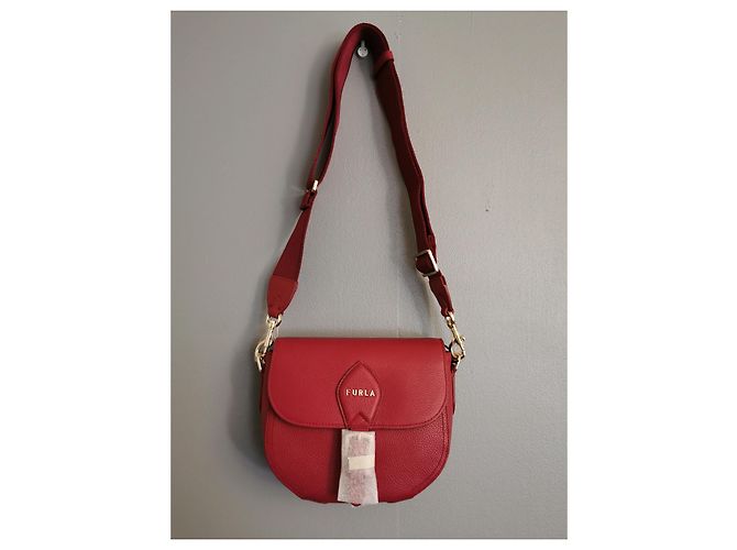 Borsa a tracolla Furla in pelle di vitello rosso bordeaux - vista 8