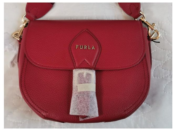 Borsa a tracolla Furla in pelle di vitello rosso bordeaux - vista 9