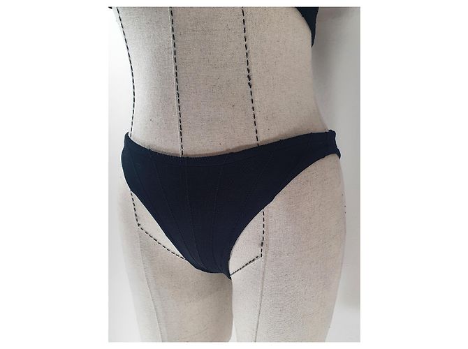 Autre Marque HUNZA G Nancy Crinkle Bikini One-Shoulder Schwarz - Ansicht 3