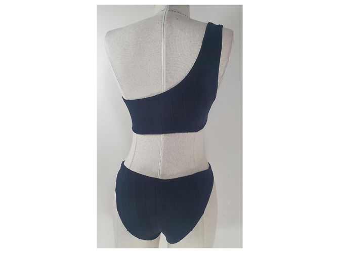 Autre Marque HUNZA G Nancy Crinkle Bikini One-Shoulder Schwarz - Ansicht 4