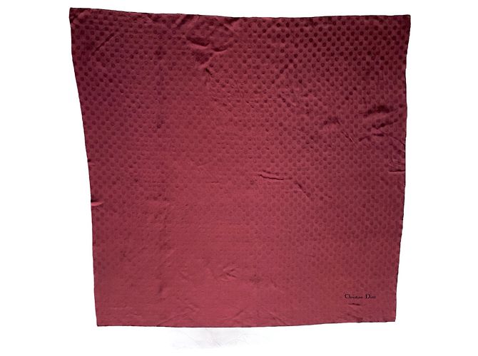Sciarpa Christian Dior in seta bordeaux a pois Bordò - vista 4