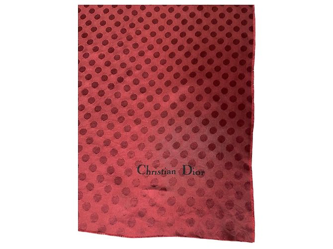 Sciarpa Christian Dior in seta bordeaux a pois Bordò - vista 5