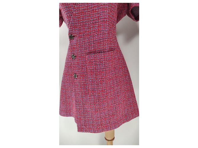 Vestido corto Maje de tweed rosa con espalda abierta - vista 3