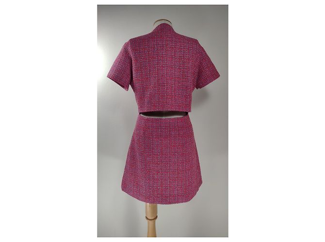 Vestido corto Maje de tweed rosa con espalda abierta - vista 4