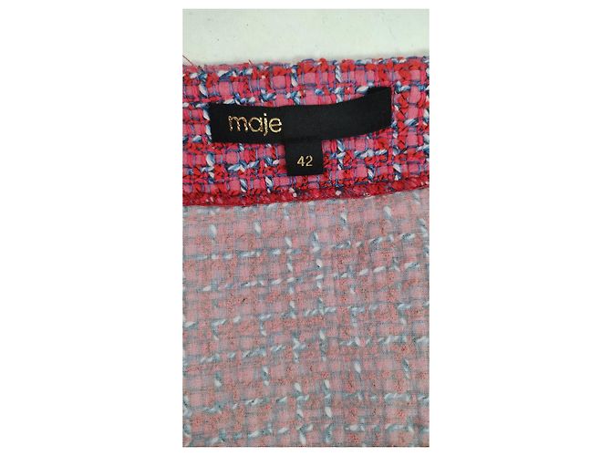 Vestido corto Maje de tweed rosa con espalda abierta - vista 5