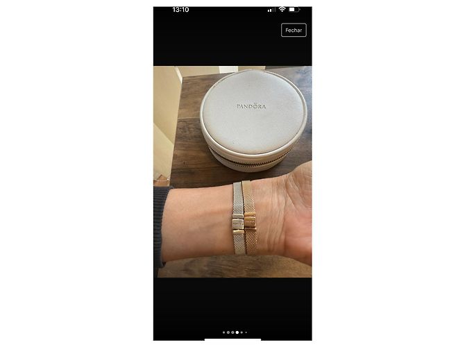 Pandora Set di 2 Bracciali in Argento e Oro Rosa con Cuore in Argento D'oro - vista 4