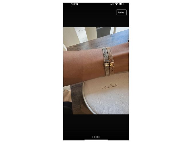 Pandora Set di 2 Bracciali in Argento e Oro Rosa con Cuore in Argento D'oro - vista 5
