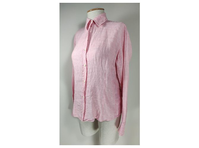 Autre Marque Camicia Gant in lino a righe rosa e bianca Bianco - vista 2