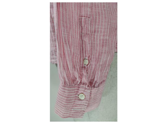 Autre Marque Camicia Gant in lino a righe rosa e bianca Bianco - vista 3