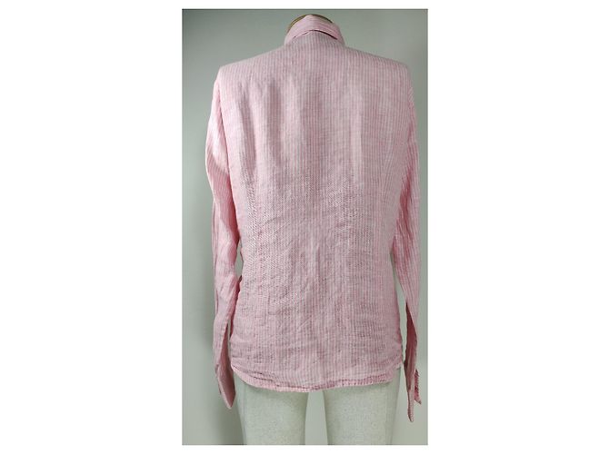 Autre Marque Camicia Gant in lino a righe rosa e bianca Bianco - vista 5